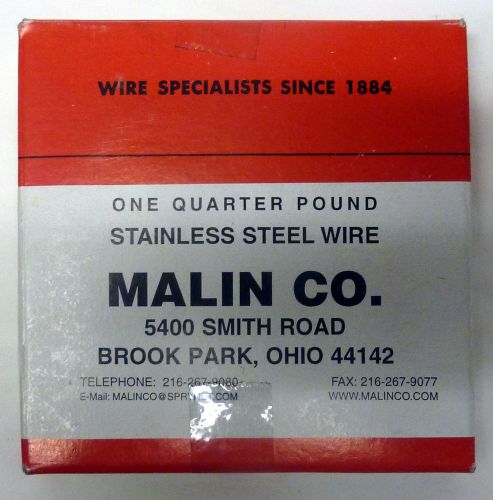MALIN CO. ONE QUARTER POUND STAINLESS STEEL WIRE NO.9939 DIA .010 1/4 MILL COIL