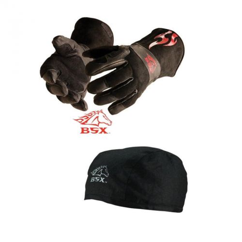 Revco BSX BS50 Small MIG Gloves and Black Cotton Beanie Bundle