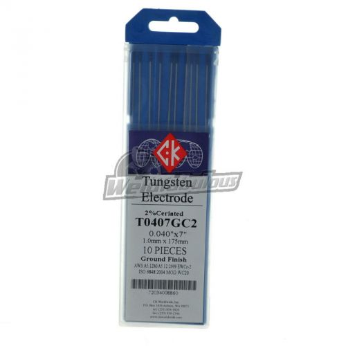 CK T0407GC2 2% Ceriated Tungsten Electrode .040&#034; X 7&#034; Pkg = 10