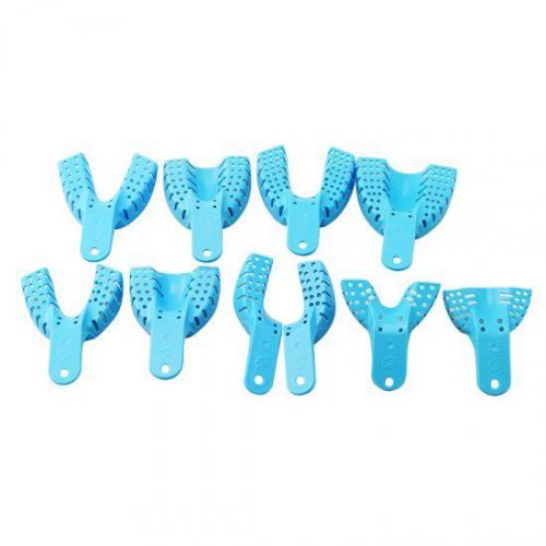10pcs Light Blue Dental Impression Trays Autoclavable Dental Central Dentist