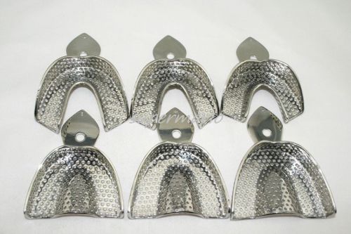 Dental Stainless Steel Quadrant Impression Tray Upper &amp; Lower 3 Size Set of 6 u