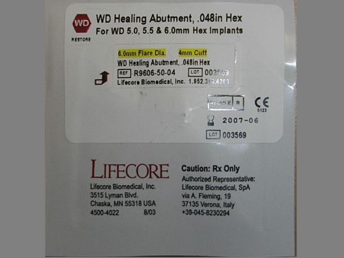 Restore WD Healing Abutment 6/4 Lifecore Keystone Ext Hex Implant