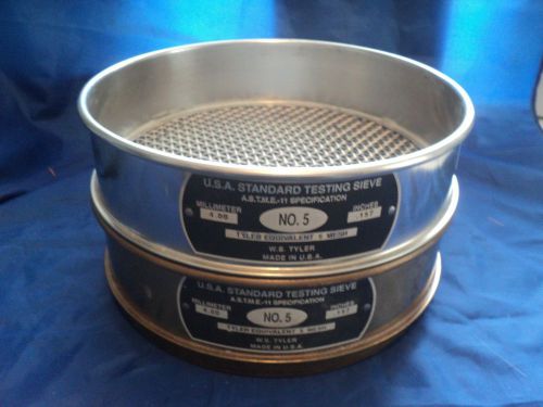 W.S. Tyler Testing Sieve NO.5   8&#034;    4mm   0.157&#034;  set of two