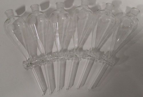Lot of 6 corning pyrex 60ml squibb separatory funnel ptfe stopcock glass stopper for sale