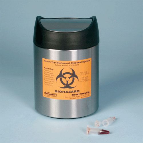 - Benchtop Biohazard Disposal Can  5&#034;Dia x 7.5&#034;H 1 ea
