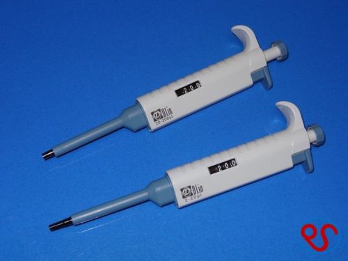 Set of 2 pipetters, 20 &amp; 200ul, volume adjustable pipette, pipet, pipettor, new for sale