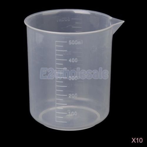 10x 500ml Plastic Kitchen Lab Graduated Beaker Measuring Cup Measure Container