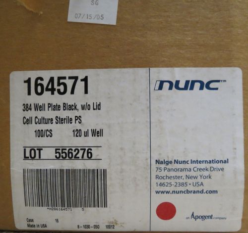 Nunc 384 Well Microplates Black PS Flat Bottom 120uL # 164571 Case/100