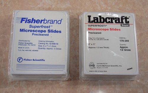Microscope glass slides lot - 2 packages (approx 144) - new old stock for sale