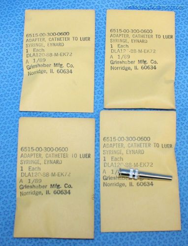 Luer lock syringe to catheter tip adapter autoclavable stainless (4) each nos for sale