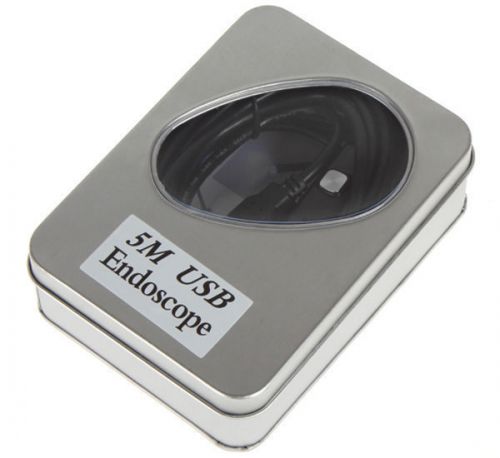 Mini USB 5M cable 6 LED 7mm Lens Borescope Camera Waterproof Endoscope+Metal box