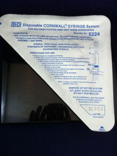 Lot of 2 new b-d cornwall syringe systems 10cc w: volume adjusting ref 5224 for sale