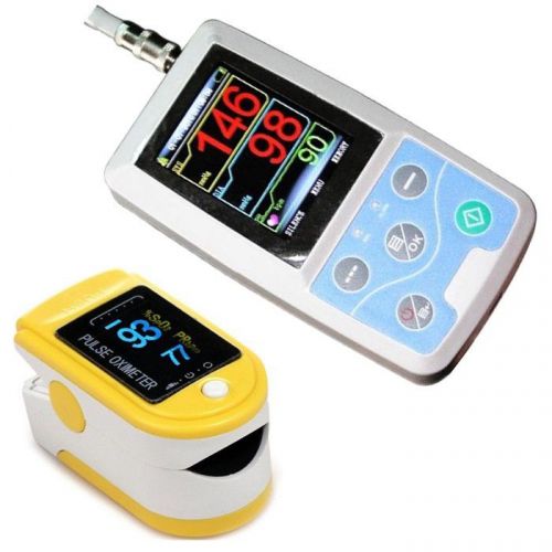 Fingertip Pulse Oximeter + Blood Pressure Monitor Holter 24hours ABPM50 3cuffs