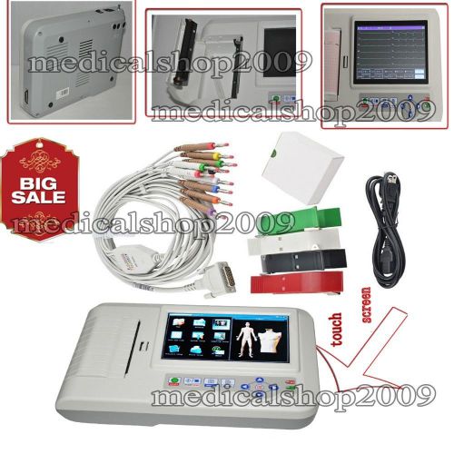 Ce,color touch screen 6 channels 12 leads ecg/ekg electrocardiograph,2y warranty for sale