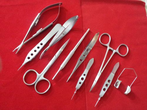 10 pcs basic eye micro surgery ophthalmic scissors surgical instruments kit for sale