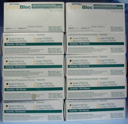 10 boxes of 100ea kendall chemobloc latex free (procedures) gloves #ct5071g for sale