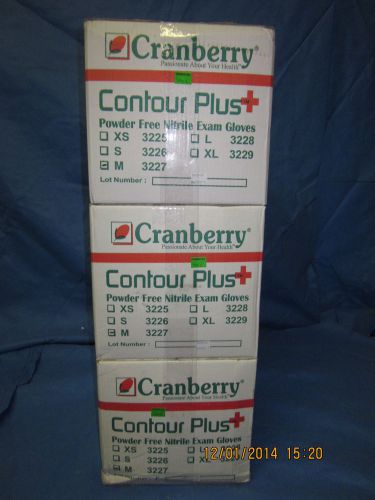 3000 Cranberry Contour Plus PF Nitrile Exam Gloves Medium  x 3 cases CR3227