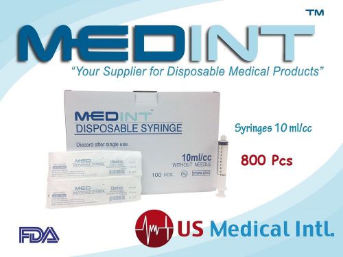 10ml 10cc MedInt Case of 800 Luer Lok Syringes 2 Teaspoons Per Syringe