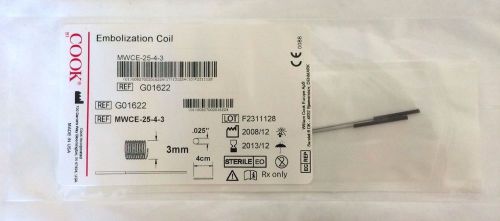 COOK G01622  EMBOLIZATION COIL 0.025&#034; x 4cm x 3mm