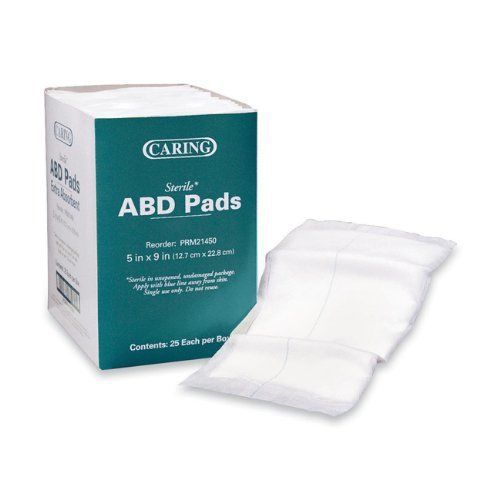 Medline sterile abdominal pad - 5&#034; x 9&#034; - 25/box - white (prm21450) for sale