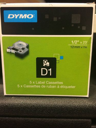 Dymo 1/2&#034; x 23&#039; labels White on Black