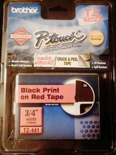 P-touch TZ-441 -- 3/4&#034; Black Print on Red Tape