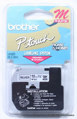 Brother P-touch M-931 12mm 1/2&#034; Length 26.2&#039; (8m) NEW for PT-100 PT-110 PT-65 85