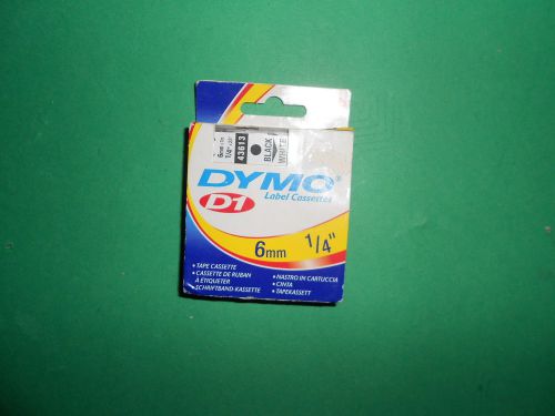 Dymo d1 label cassette 6mm 1/4&#034; black on white new in package 43613 esselte for sale
