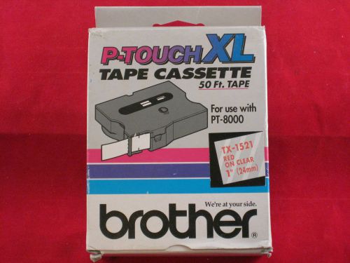 NEW Brother P Touch TX-1521 1&#034; Red On Clear Tape  PT-8000 PT-30/35  PT-PC