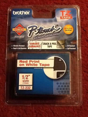 Brother P-Touch TZ Tape TZ-232 Red Print on White Tape - NIB