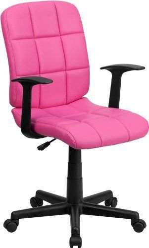 Flash Furniture Mid-Back Quilted Vinyl Task Chair with Nylon Arms, Pink