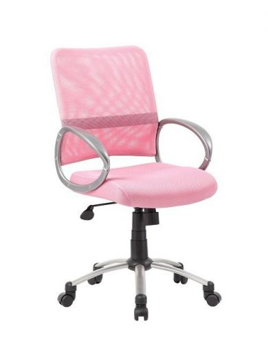 B6416 BOSS PINK MESH BACK WITH PEWTER FINISH OFFICE TASK CHAIR