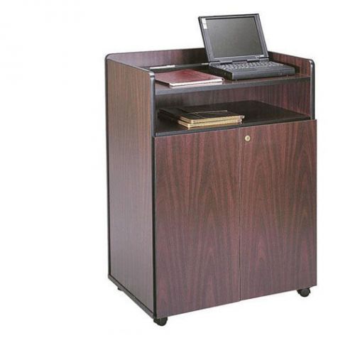 8919MH Executive Wood Mobile Presentation Stand Lectern Cabinet Shelves