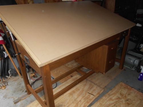 Mid-century  hamilton solid oak drafting table 72x43. for sale