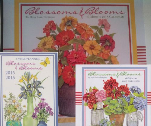 2015 BLOSSOMS &amp; BLOOMS Flowers Calendar Lot 16-Month Wall, Mini &amp; Pocket Planner