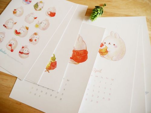 MOLANG colored pencil Illust 2015 Desk, Wall Calendar - artist limited edition