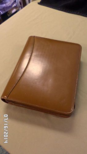 122M Franklin Covey 7-1 3/4&#034; Rings Binder Organize Plan w/Zip Brown Leather EXC!