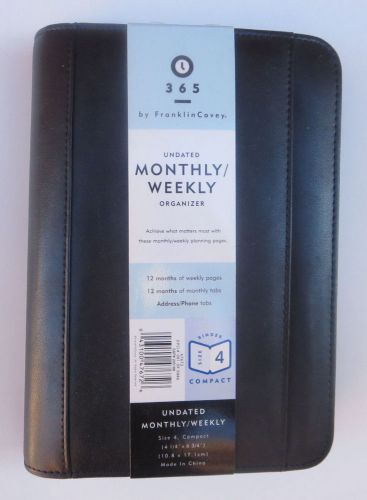 Franklin Covey 365 Monthly Weekly Organizer Black NEW Size 4 Compact