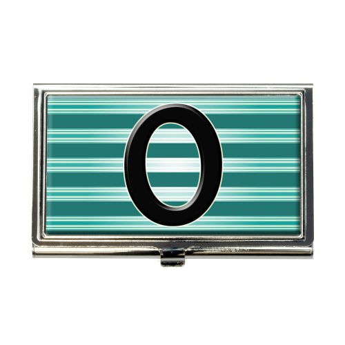 Letter o initial black teal stripes business credit card holder case for sale
