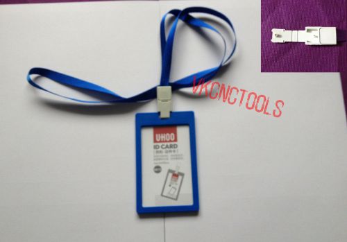 Royal Blue Neck Lanyard &amp;Vertical Hard Plastic Card ID/IC Holder Card Case New