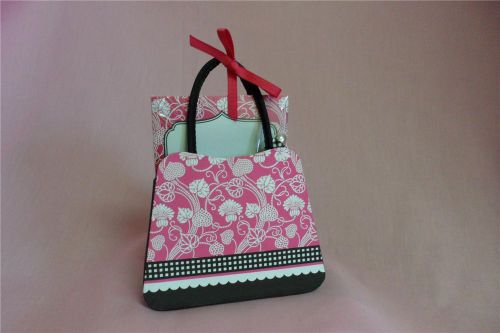Notepad pen desk organizer 80 sheets hannah purse pink black office supply for sale