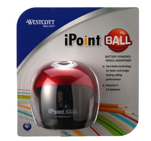 Westcott iPoint 15570 Battery Powered Ball Pencil Sharpener. Red ~ Free Shipping