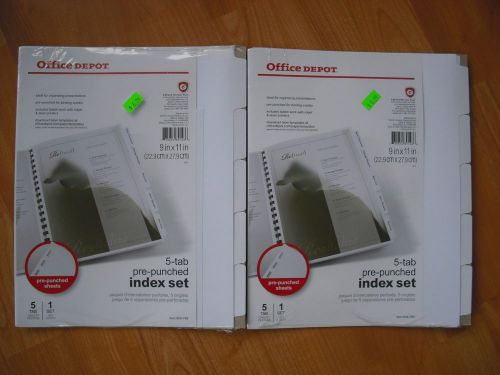 NIP Office Depot 5 tab pre-punched index set, labels 4 inkjet and laser printers