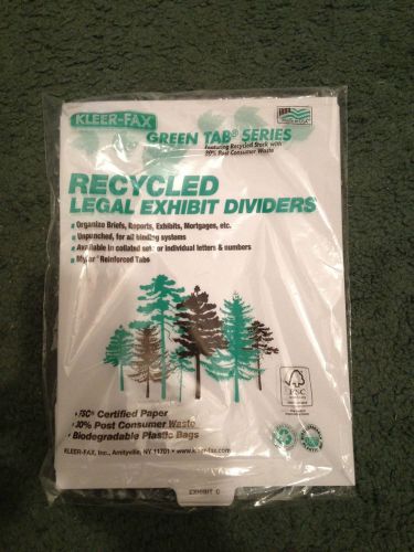 Kleer-fax 80000 series legal exhibit dividers - #81142 - 25 per pack for sale