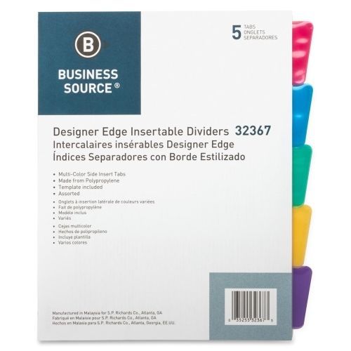 Business Source Design Index Divider - 8.5&#034;x11&#034; - 5/Set - Multicolor - BSN32367