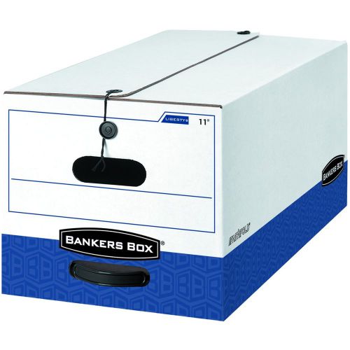 Bankers Box 0001203 Liberty Storage Box, String/Button Tie, Legal Size, White/B