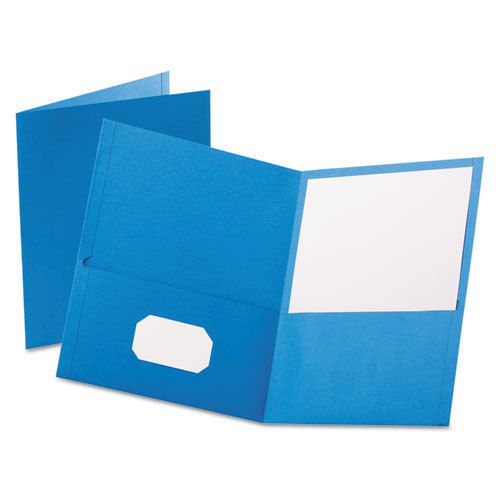 Twin-pocket folder, embossed leather grain paper, light blue for sale
