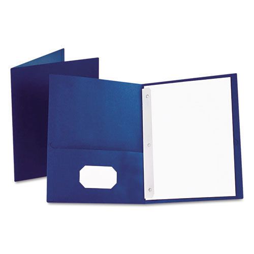 Twin-Pocket Folders with 3 Fasteners, Letter, 1/2&#034; Capacity, Blue, 25/Box