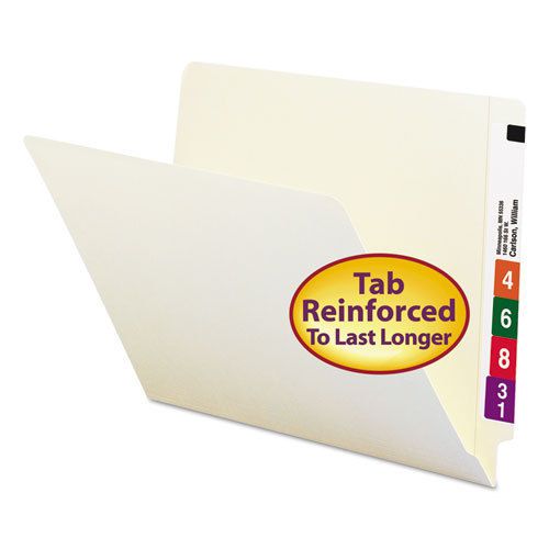 Folders, Straight Cut, Reinforced End Tab, Letter, Manila, 100/Box