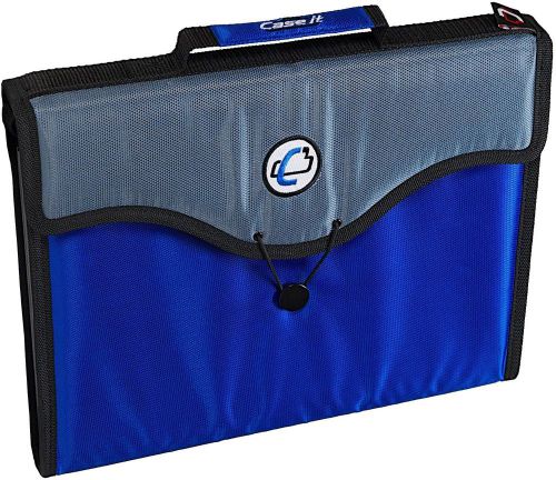 NEW Case-it 13-Pocket Expanding File with Handle and Shoulder Strap, EFF-30-BLU